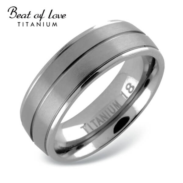 Beat of Love titaanisormus harjattu/kiiltävä 7mm TI-183-7mm-7866