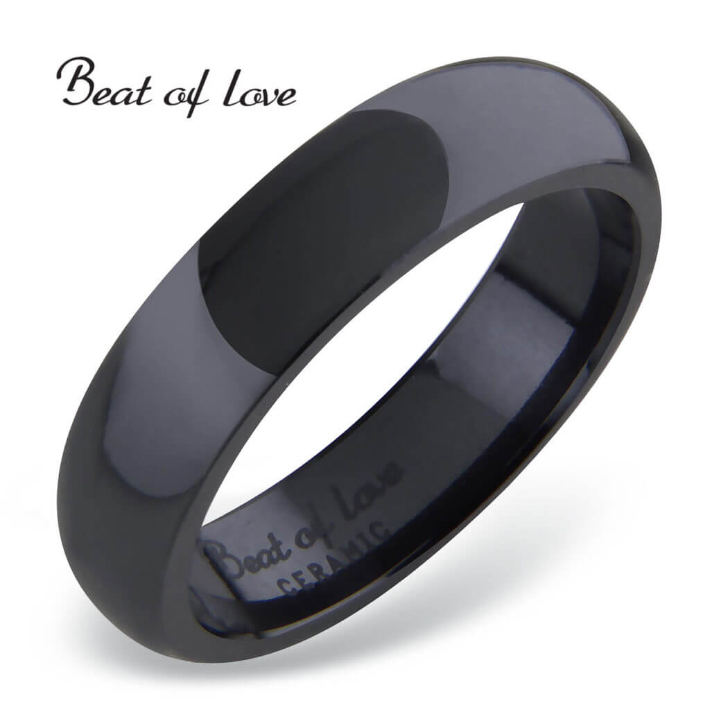 Beat of Love keraaminen sormus musta 5mm sileä-4210
