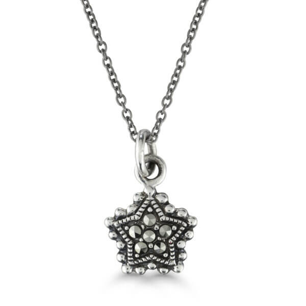 Markasiitti kaulakoru tähti hopeaa