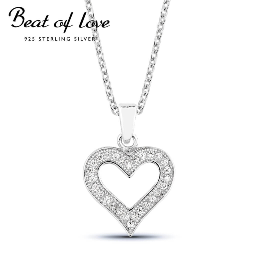 Beat of Love hopeakaulakoru sydän zirkoneilla BOL-N0015Z/40-45cm