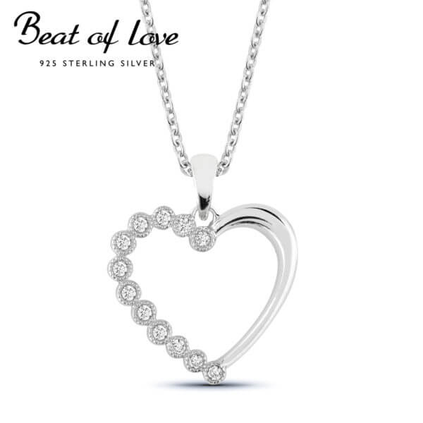 Beat of Love hopeakaulakoru sydän zirkoneilla BOL-N0278Z/40-45cm