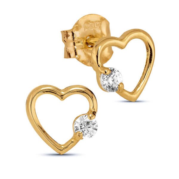 Kultakorvakorut avosydän zirkoneilla K-E30808Z