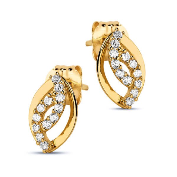 Tyylikkäät kultakorvakorut zirkoneilla K-E35410Z