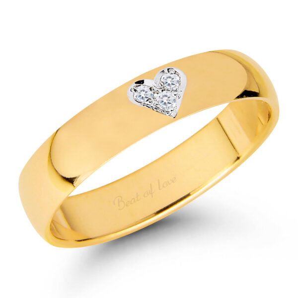 Timanttisormus sydän istutuksella 14k keltakultaa