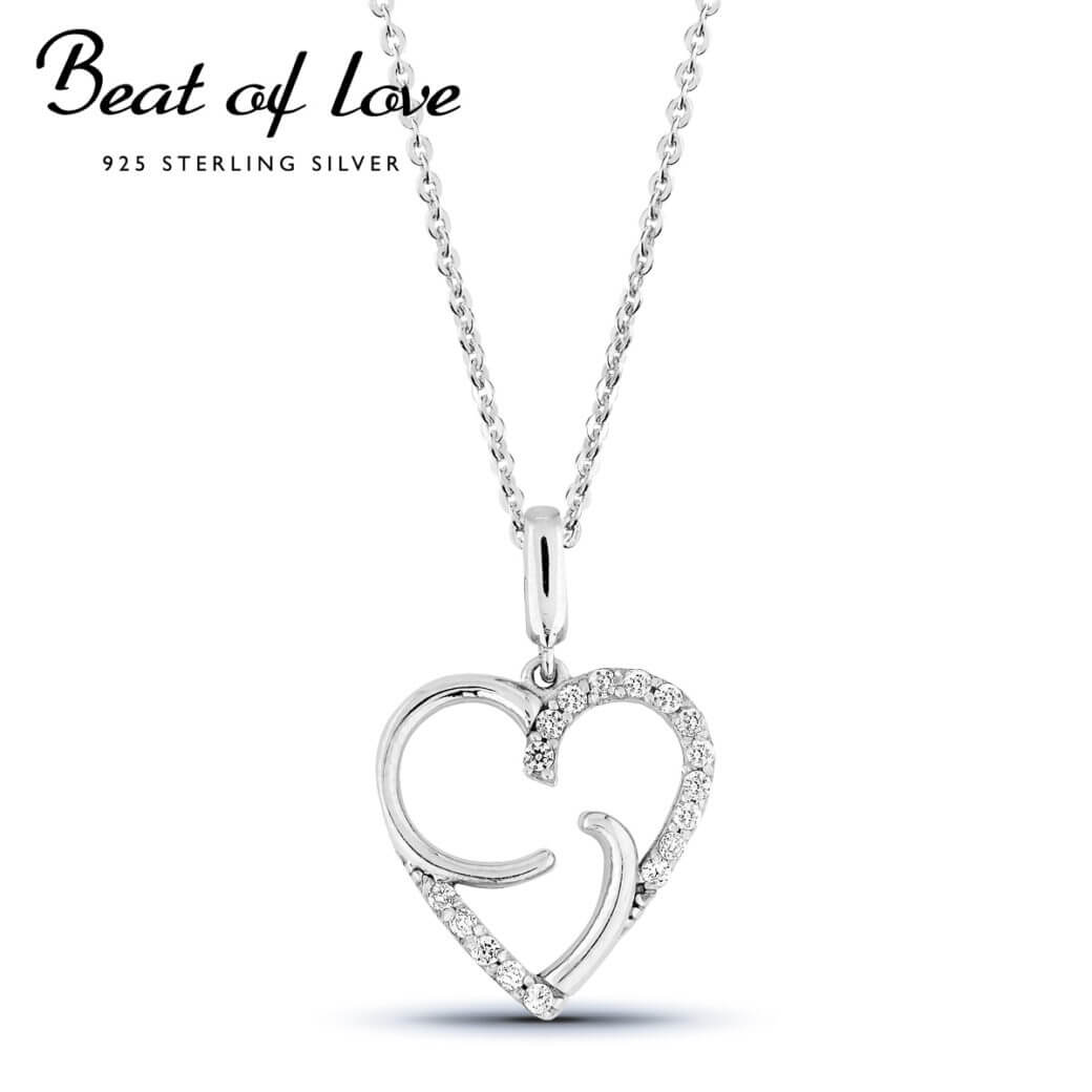 Beat of Love hopeakaulakoru sydän zirkoneilla BOL-N0868Z-40-45cm