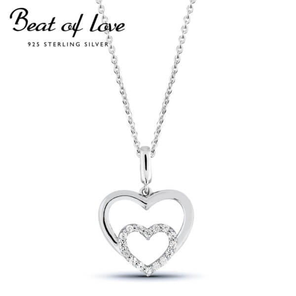 Beat of Love hopeakaulakoru sydän zirkoneilla BOL-N0983Z-40-45cm