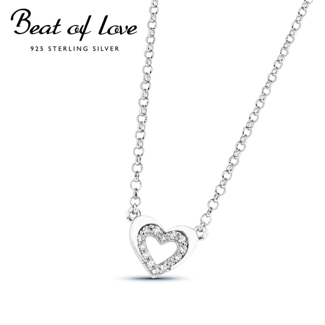 Beat of Love hopeakaulakoru sydän zirkoneilla BOL-N3078Z-40-45cm