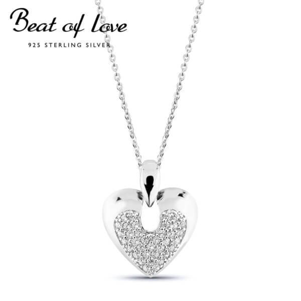 Beat of Love hopeakaulakoru sydän zirkoneilla BOL-N3162Z-40-45cm