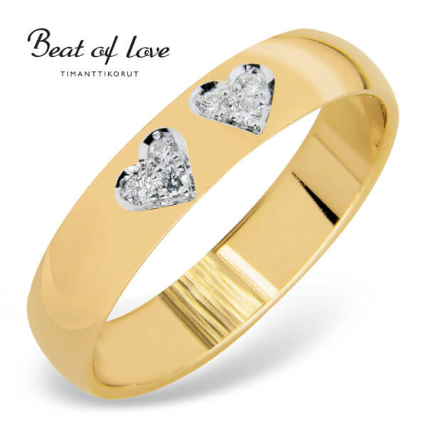 Beat of Love tuplasydän timanttisormus RO-015-KPP-4