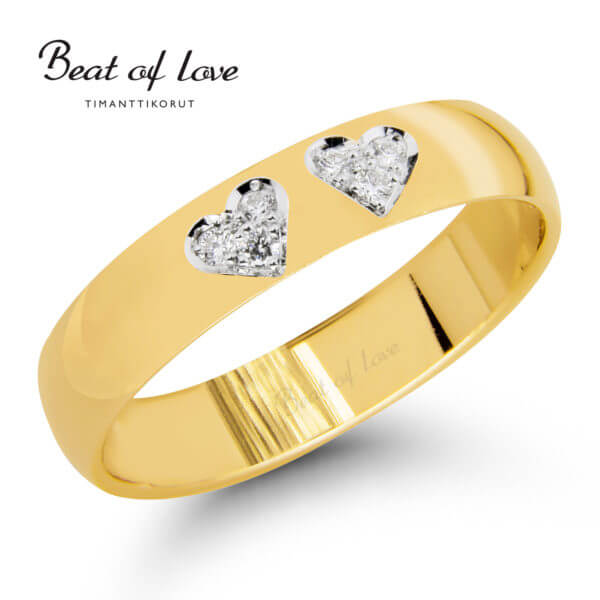 Beat of Love tuplasydän timanttisormus RO-015-KPP-4