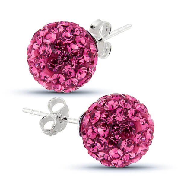 Hopeakorvakorut swarovskin kristallipallo pinkki E-11856pink