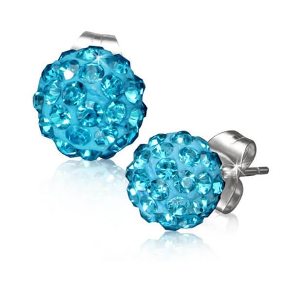 Teräskorvakorut kristallipallot 8mm vaalean siniset