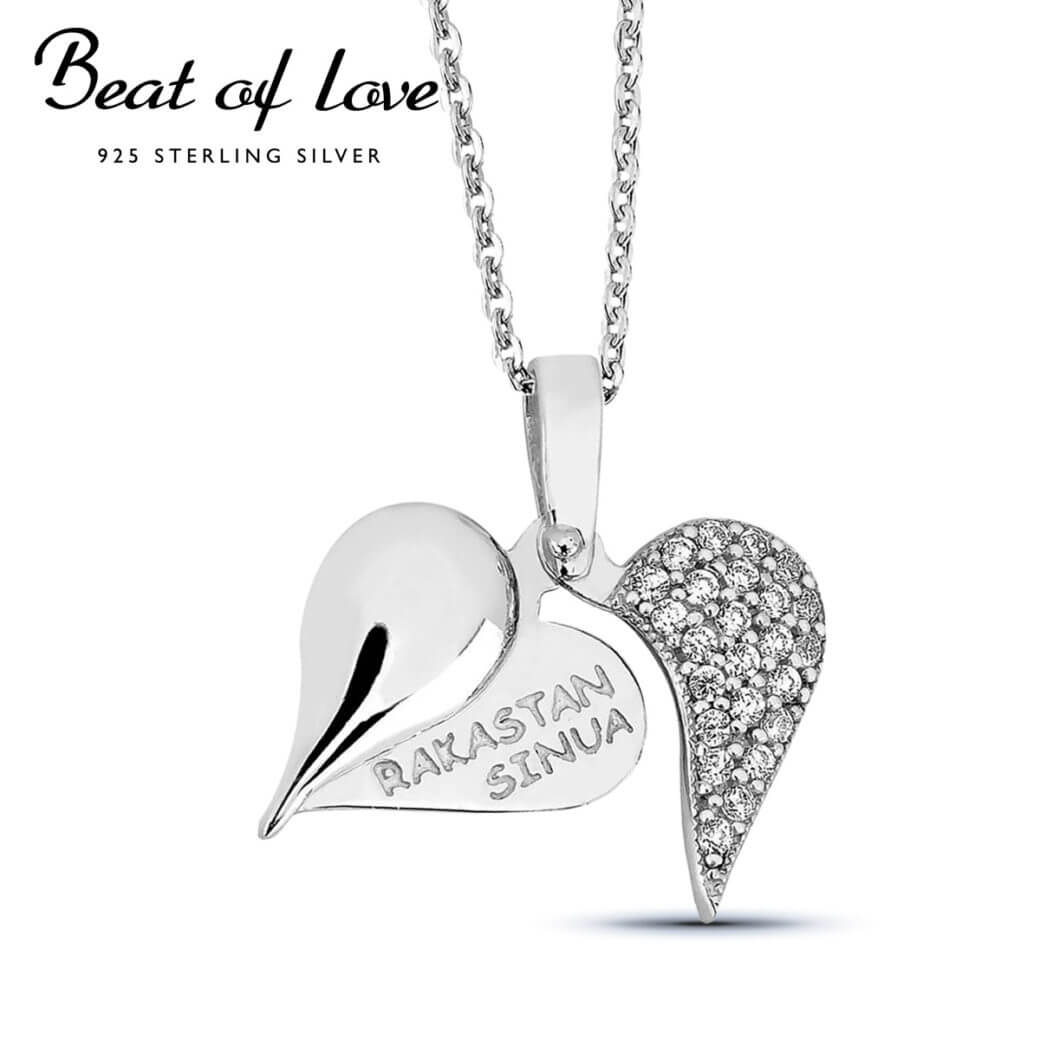 Beat of Love "Rakastan sinua" teksti sydänkaulakoru zirkoneilla-11598