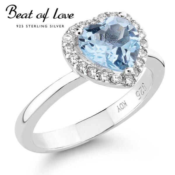 Beat of love halo hopeasormus sydän topaasilla ja zirkoneilla BOL-R0845ZT