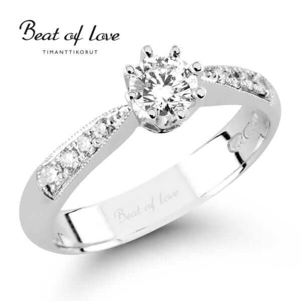 Beat of Love timanttisormus Solitaire sivutimanteilla