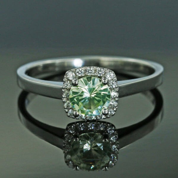 Design Lahtinen siro Halo-turmaliini / timanttisormus 0.07 W/VS timanteilla