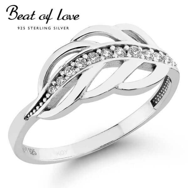 Beat of Love lehti hopeasormus R-0162Z