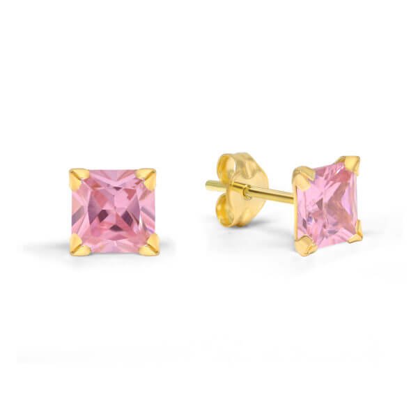 Vaaleanpunaiset zirkoni kultakorvakorut 134761pink