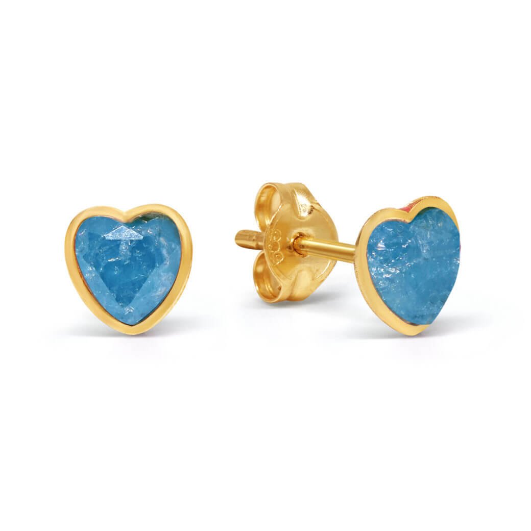 Kultaiset sydänkorvakorut sinisillä synteettisillä kivillä 140651sin