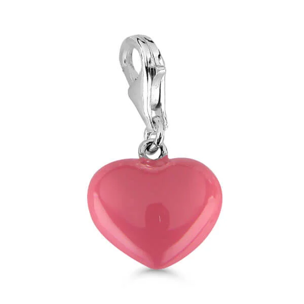 Hopeamaskottiriipus pink sydän emaloitu