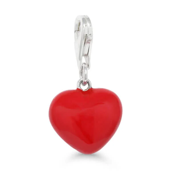 Hopeamaskottiriipus punainen sydän emaloitu