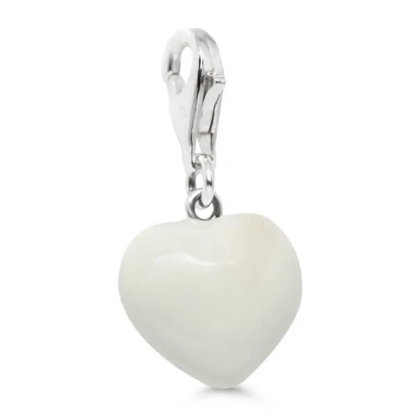 Hopeamaskottiriipus valkoinen sydän emaloitu