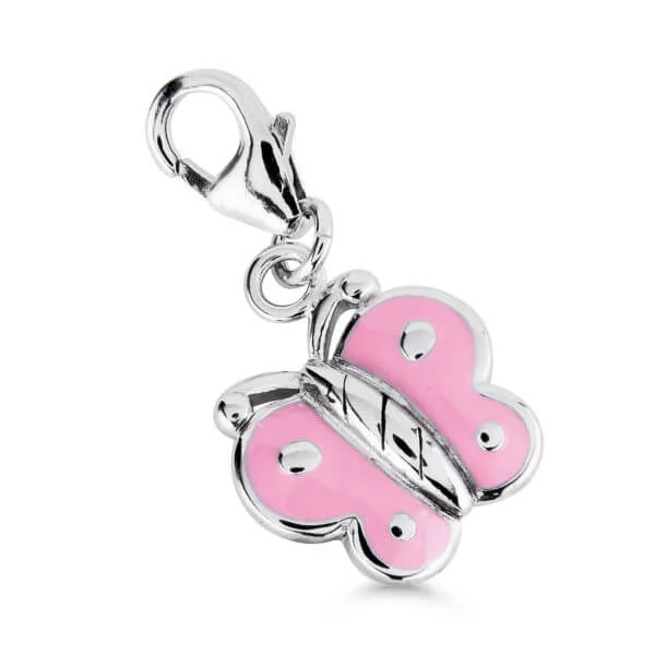 Hopea perhosmaskotti vaaleanpunaisella emalilla