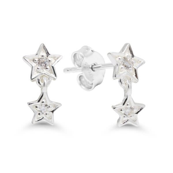 Kauniit hopeiset tähti korvakorut WE-65217Z