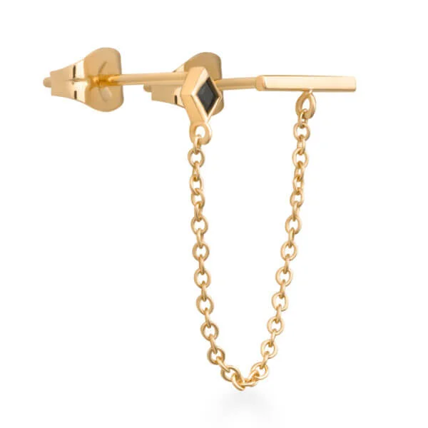 Rosefield Iggy Double trouble black stone - kullattu korvakoru