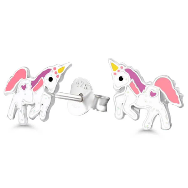 Lasten korvakorut emaloitu ykssarvinen E-3329lila