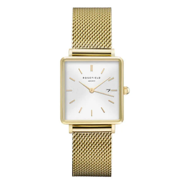 Rosefield Boxy keltakullanvärinen kuori ja mesh ranneke QWSG-Q03