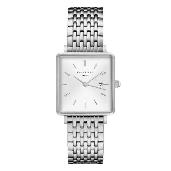 Rosefield Boxy hopeanvärinen kuori ja teräsranneke vaalea kellotaulu QWSS-Q08