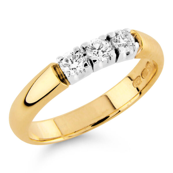 18k rivisormus 3 x 0.10ct keltakultaa