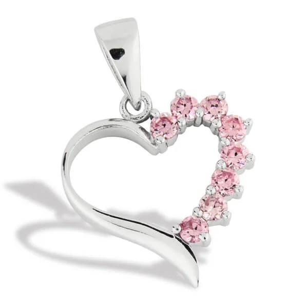 Hopeasydänriipus pinkeillä zirkoneilla P-2620pink