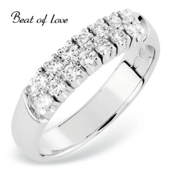 Beat of Love -timanttisormus kaksirivinen rivari valkokultaa 14x0.03 TW/SI-223478