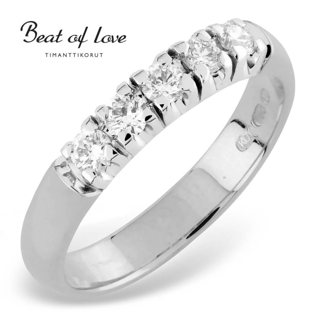 Beat of Love -timanttirivisormus 0.35ct valkokulta-223484