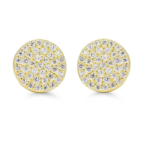 Hopeakorvakorut pyöreä litteä laatta zirkoneilla