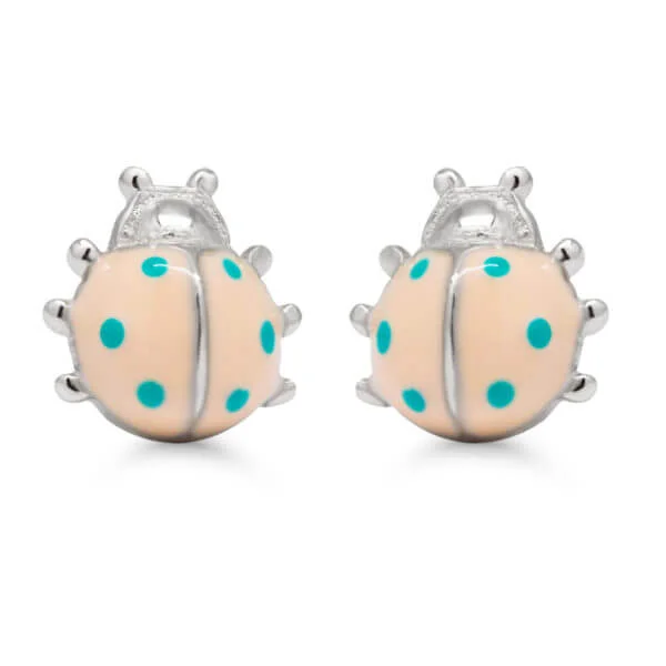 Hopeakorvakorut leppäkerttu pinkki emaloitu-0