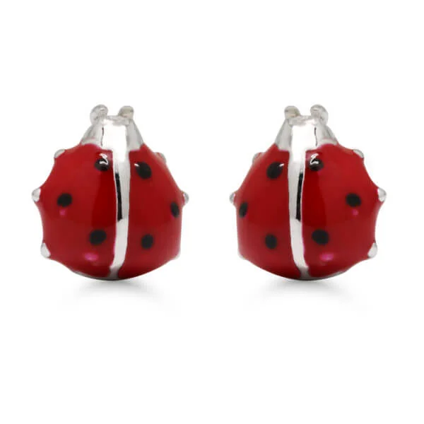 Hopeakorvakorut leppäkerttu punainen emaloitu-0