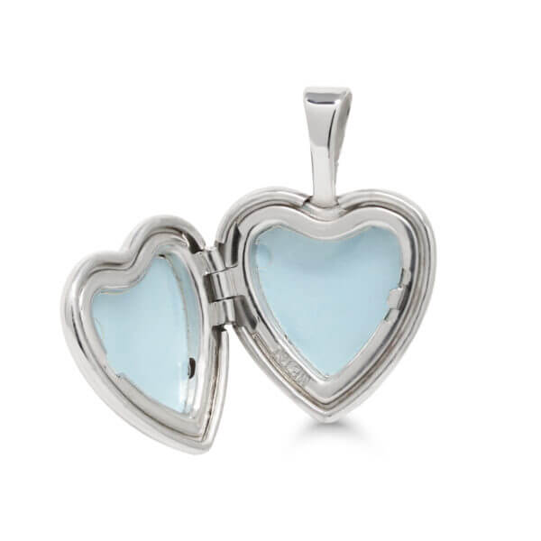 Hopeamedaljonki sydän 13mm kukka kaiverrus-224064