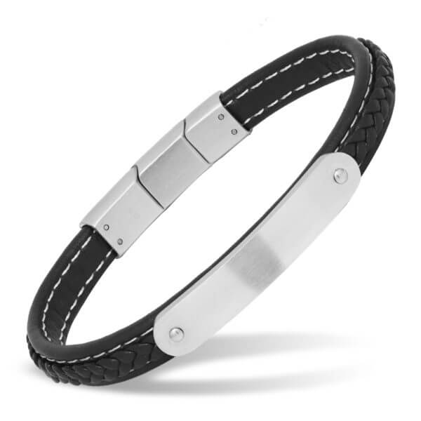 Teräs/nahkaranne laatalla musta-0