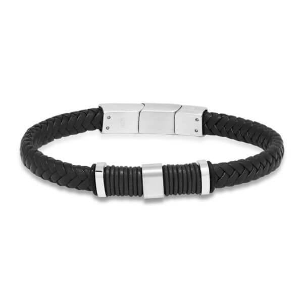 Musta teräs/nahkaranne teräspaloilla-224230