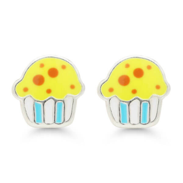 Ruskea muffinssi korvakorut emaloitu hopeaa