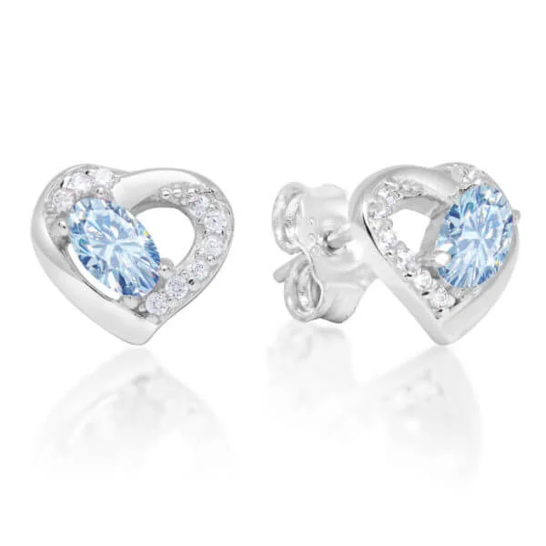 Hopeakorvakorut sydän vaaleansinisellä ja kirkkailla kivillä-0