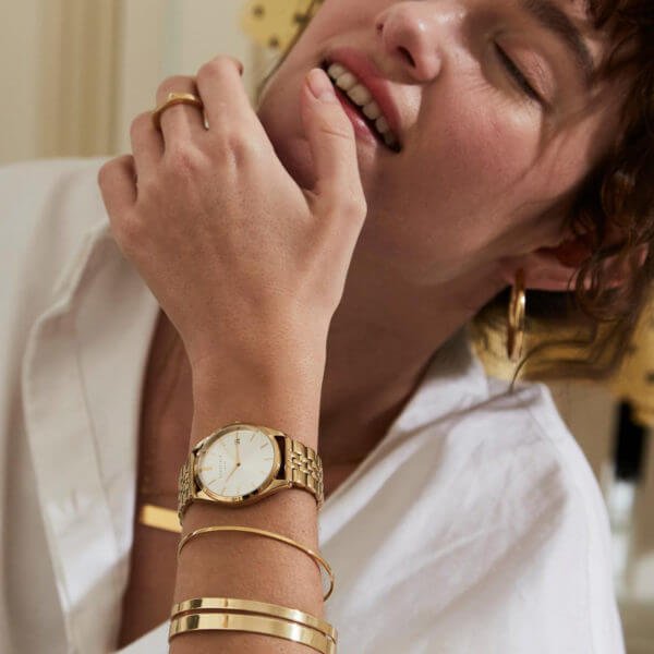 Rosefield - The Ace - keltakulta kuori ja ranneke, hopea kellotaulu-224947