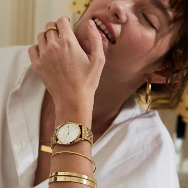 Rosefield - The Ace - keltakulta kuori ja ranneke, hopea kellotaulu-224947