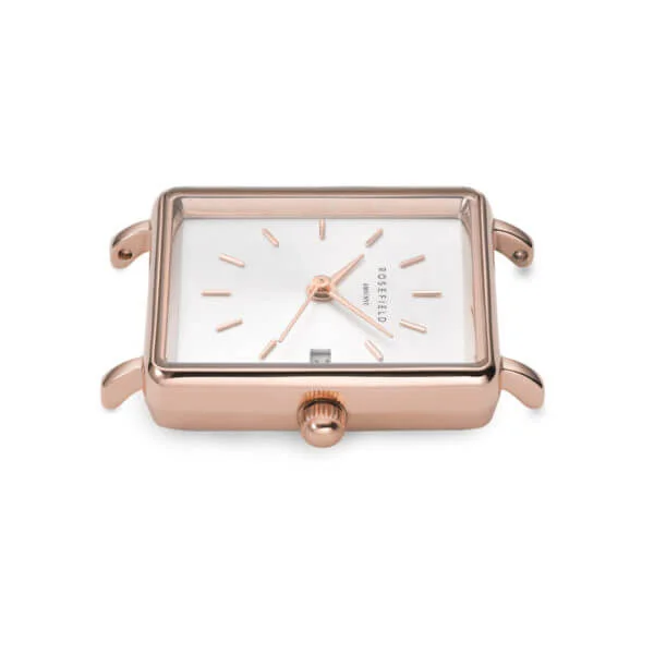 Rosefield - The Boxy XS - ruusukullanvärinen Mesh-teräsranneke, vaalea kellotaulu-224823