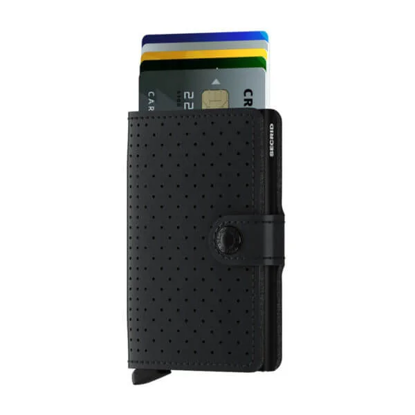 Secrid rei'itetty musta lompakko - Miniwallet Perforated Black-225733
