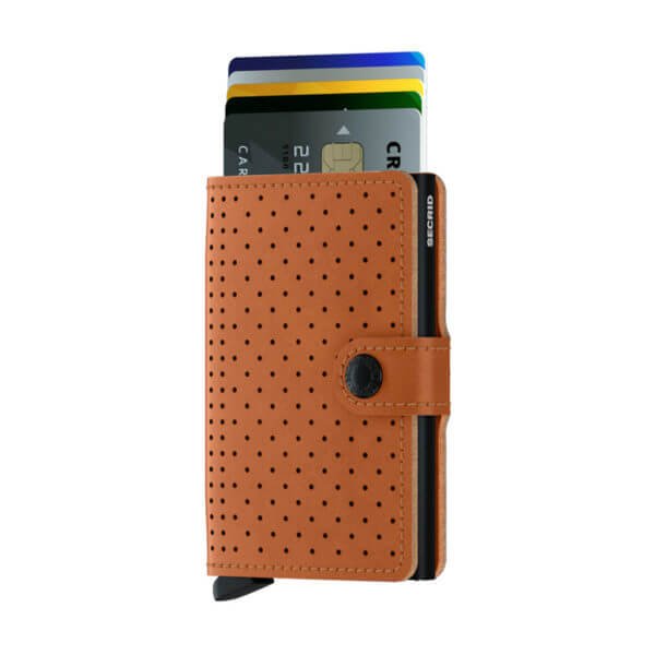 Secrid rei'itetty ruskea lompakko - Miniwallet Perforated Cognac-225627
