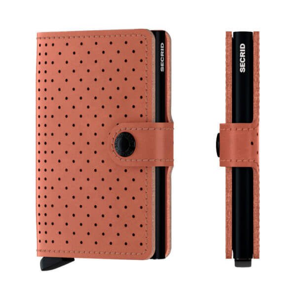 Rei'itetty ruskea Secrid Perforated Cognac Slimwallet lompakko